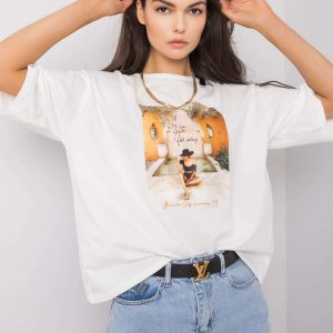 White T-shirt for women with Morris print