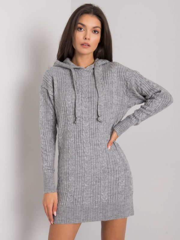 Gray knitted dress with hood Joselita RUE PARIS