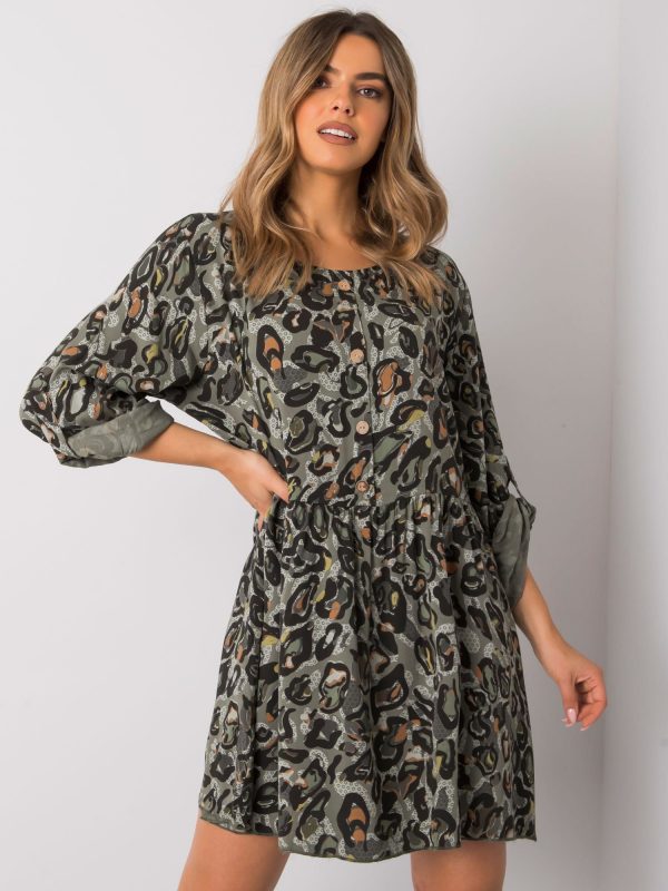 Khaki Earlene Viscose Dress