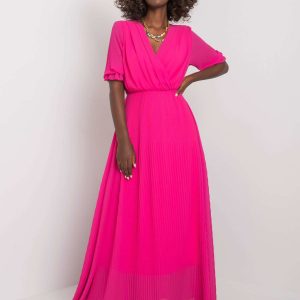 Fuchsia Long Pleated Dress Alejandra