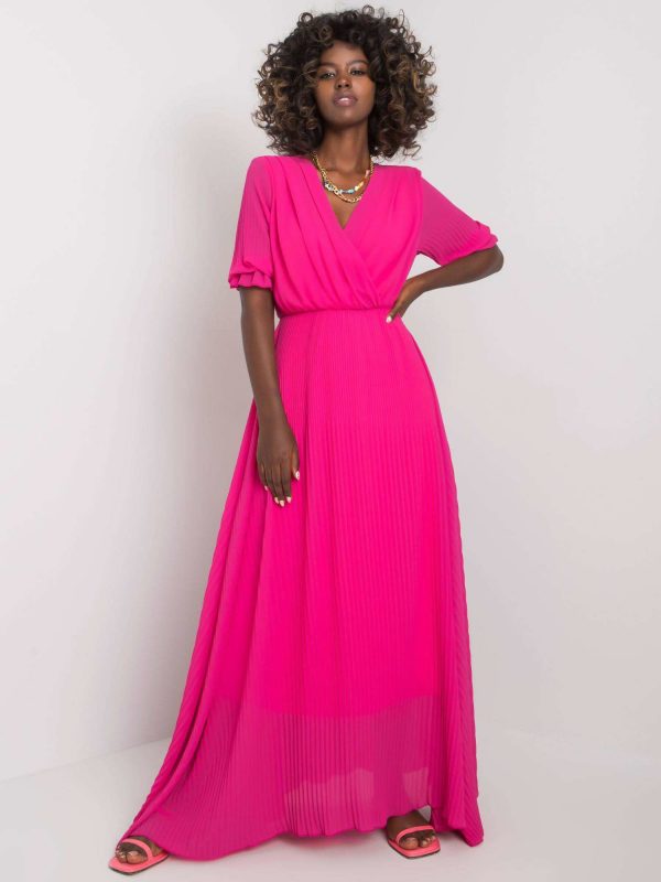 Fuchsia Long Pleated Dress Alejandra