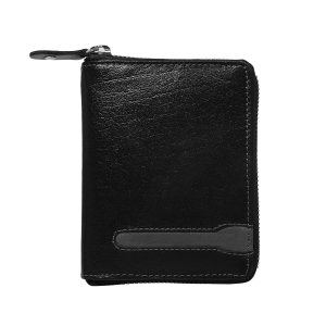 Black Vertical Leather Men Wallet