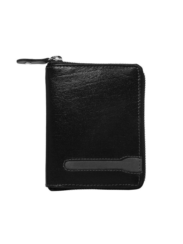 Black Vertical Leather Men Wallet