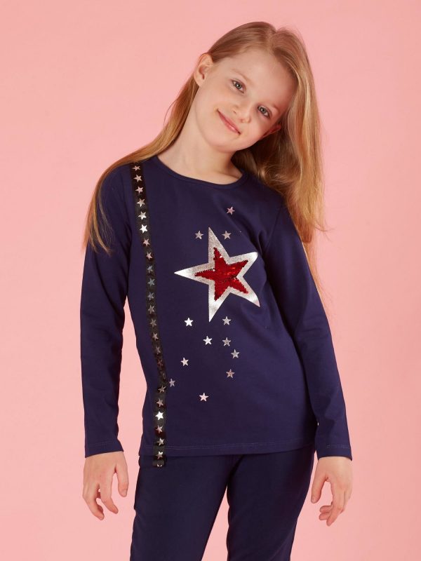 Navy blue blouse with applique