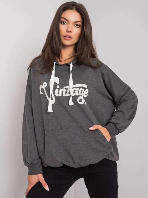 Dark Grey Melange Kangaroo Sweatshirt Anahita