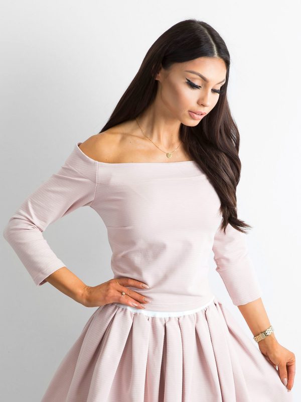 BY O LA LA Pale pink blouse with small stripes