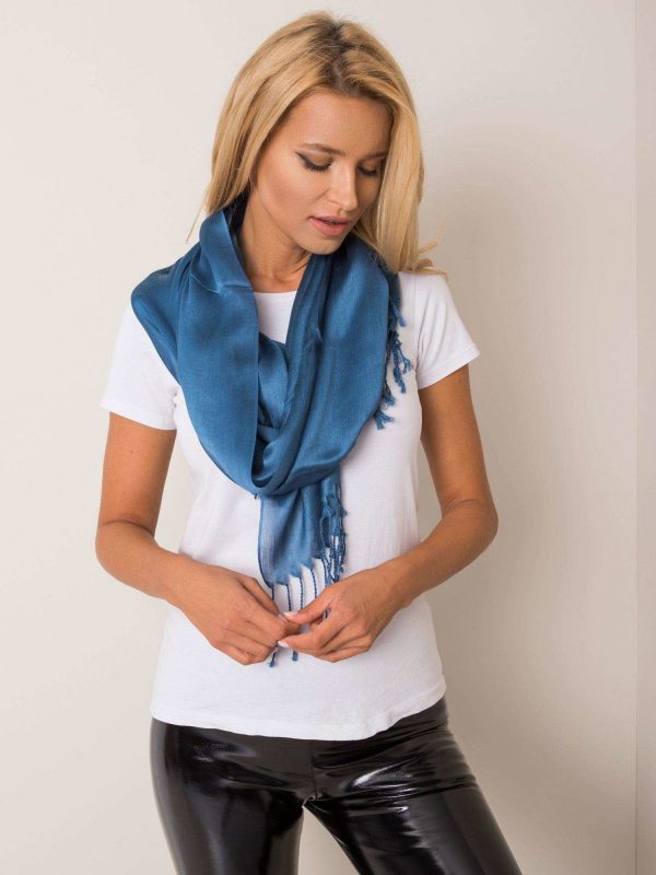 Dark Blue Women's Scarf with Fringe