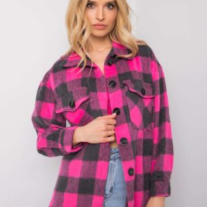 Melany's pink and grey plaid shirt