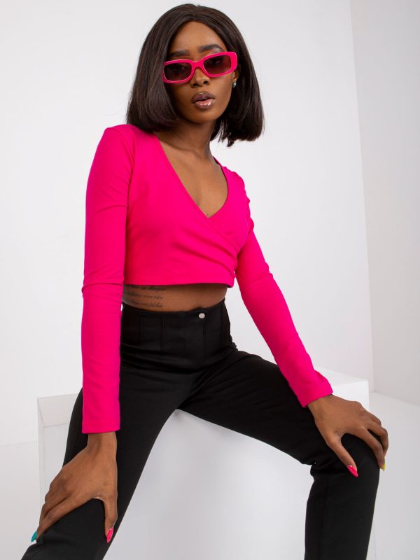 Fuchsia blouse with wrap neckline Paola RUE PARIS