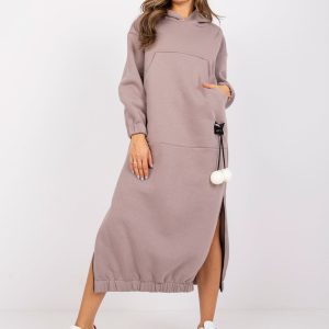 Dark beige long tracksuit dress Bilbao