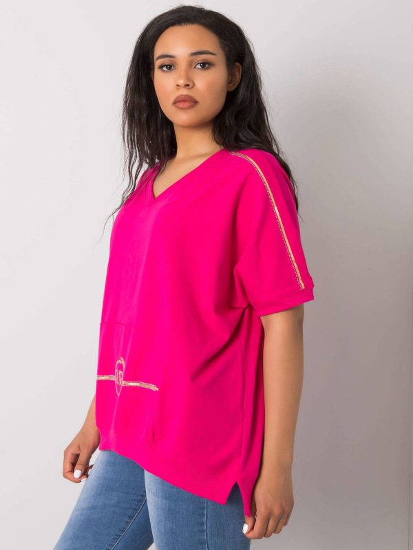 Fuchsia plus size blouse with Suzannah pocket