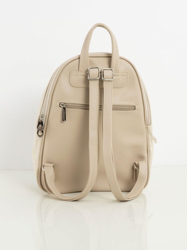 Light beige eco-leather backpack