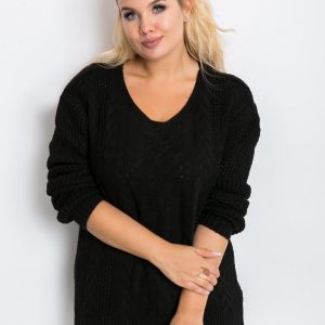 Black Plus Size Sweater Flower