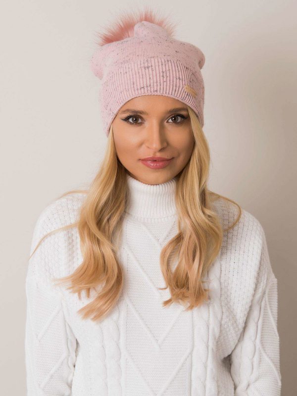 Women's dirty pink hat with pompom RUE PARIS