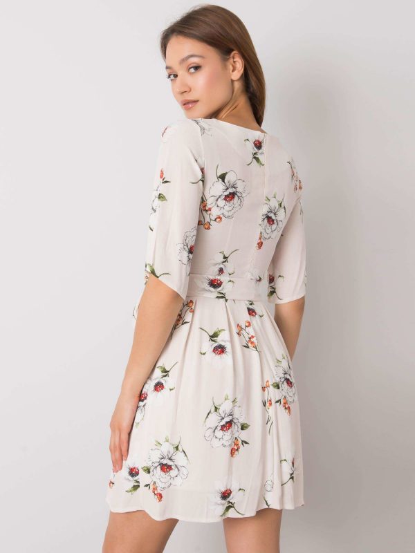 Azariah light beige flower dress