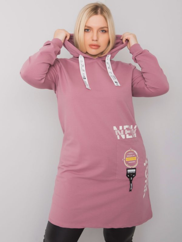 Dirty pink tunic plus size with hood Ashford