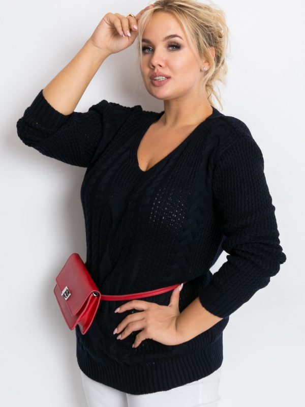 Navy Plus Size Sweater Latte