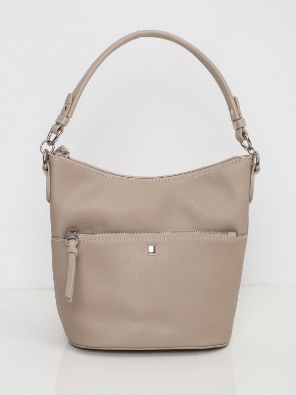 Dark beige handbag with detachable strap