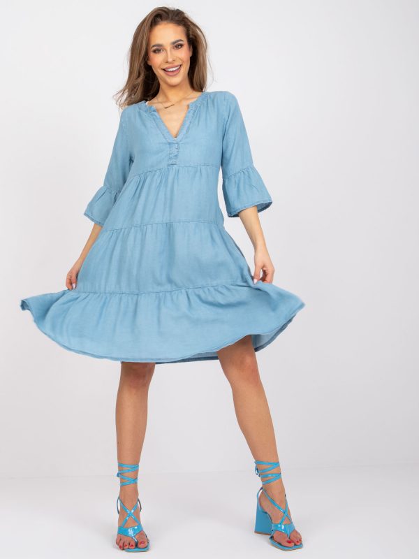 Light blue dress with ruffles Olive SUBLEVEL