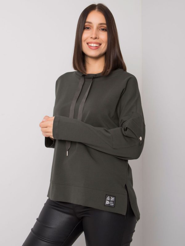 Dark khaki plus size blouse with sleeve pocket Lunnara