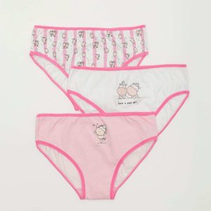 White and pink briefs for girl 3-pack