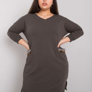 Dark Khaki Plus Size Dress with Susan Pockets