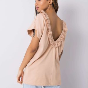 Beige blouse with frills Leanne