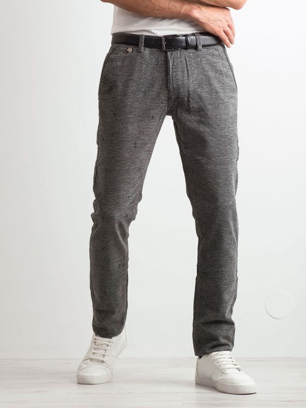 Grey pants for men in fine pattern