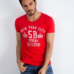 Red Men's T-Shirt Queens