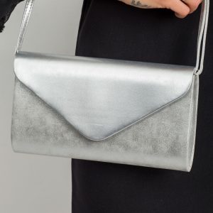 Silver eco leather clutch bag