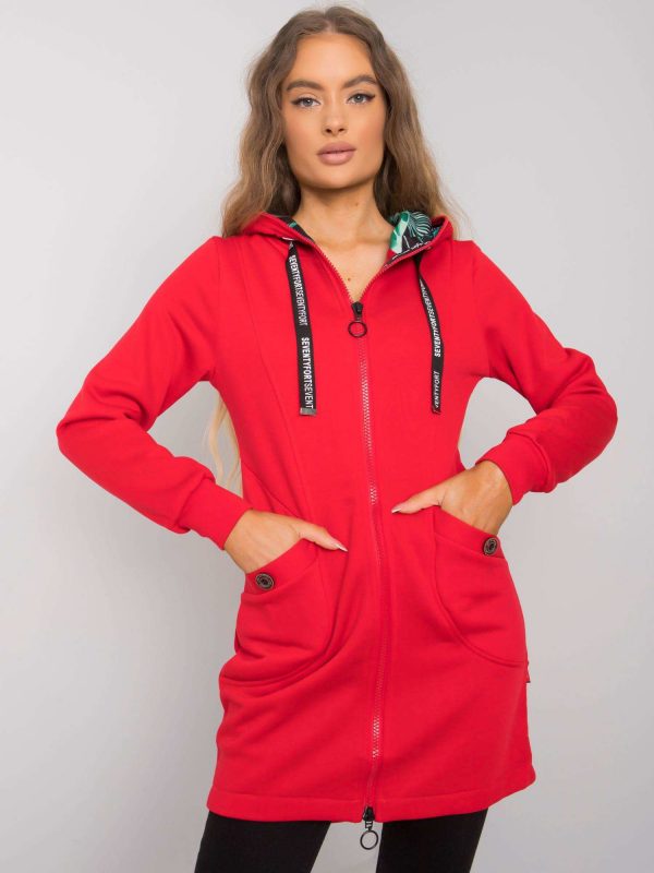 Red sweatshirt for women with pockets Frieda