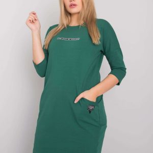 Dark Green Plus Size Dress with Pockets Sereia