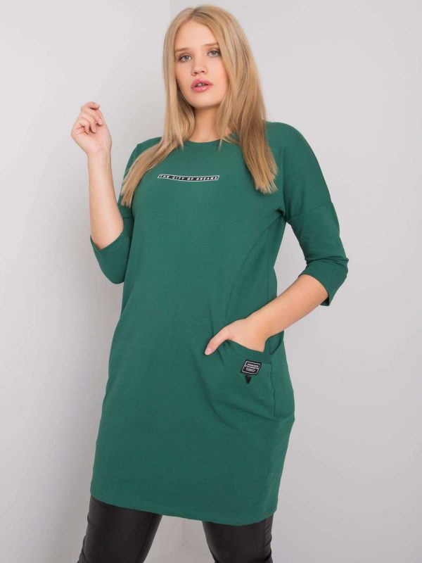 Dark Green Plus Size Dress with Pockets Sereia