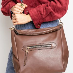 Dark brown eco-leather city bag