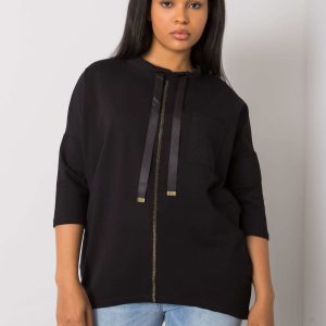 Black Sabria Plus Size Cotton Blouse