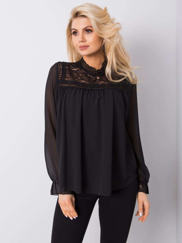 Black blouse with lace Lara