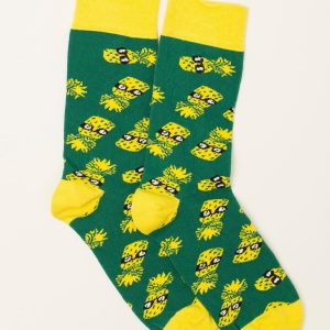 Green men's socks in pineapples