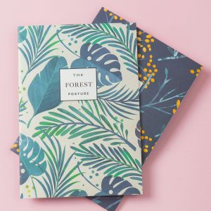 Beige notebook with exotic plant motif