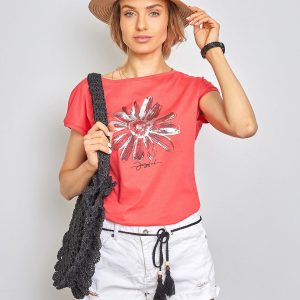 Coral T-shirt Floral