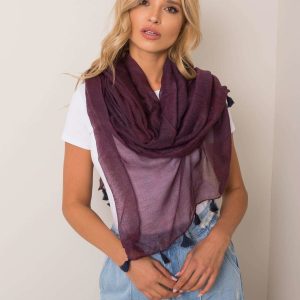 Burgundy patterned scarf with fringes