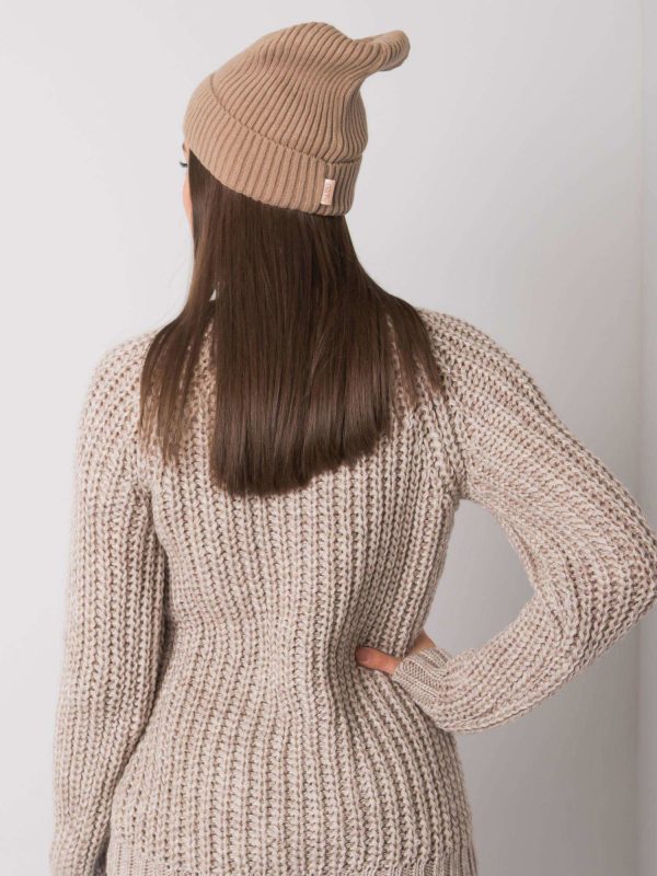 Dark beige women's knitted hat RUE PARIS