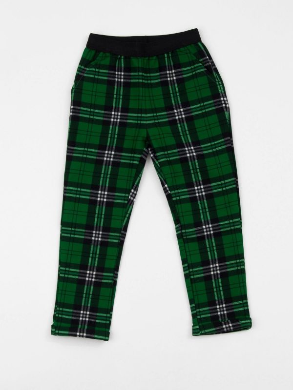 Green checkered children's pants