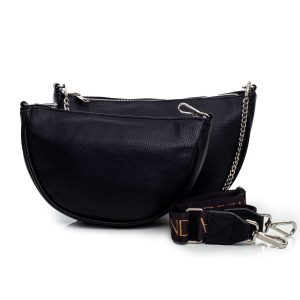 Women's Black Handbag with Detachable Pouch