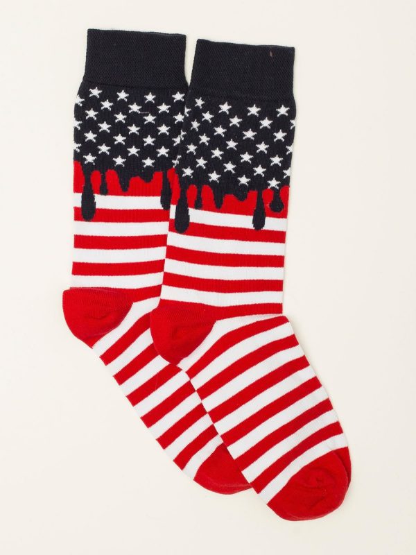 White and red striped men's socks