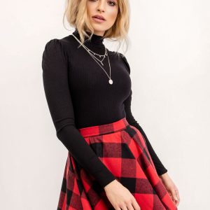 BSL Black and Red Plaid Skirt