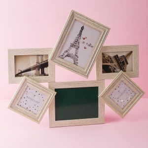 Beige wooden multiframe with blackboard