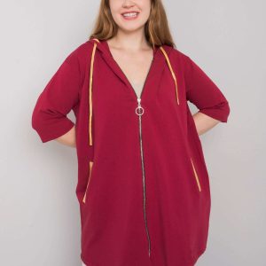 Burgundy plus size zippered sweatshirt Lounes