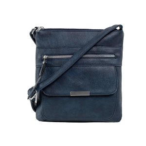 Navy blue eco leather bag with pockets