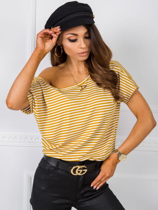 White and mustard t-shirt Gina RUE PARIS