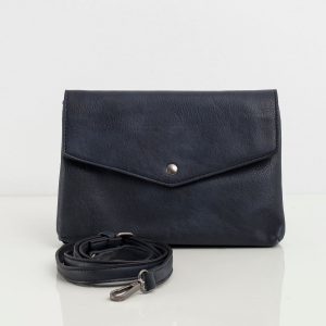 Navy blue eco-leather handbag with flip